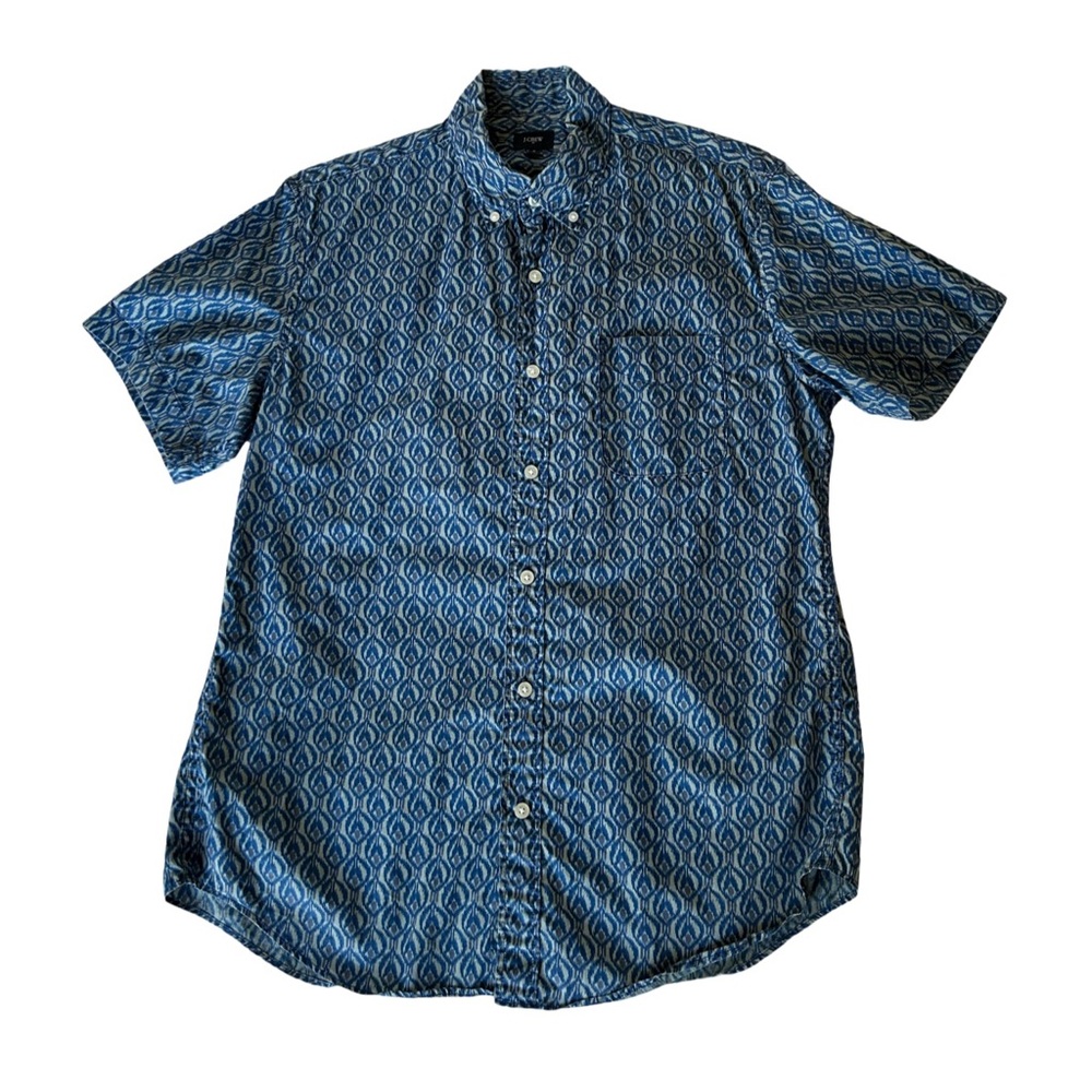 J. Crew Navy Geometric Button Down Shirt